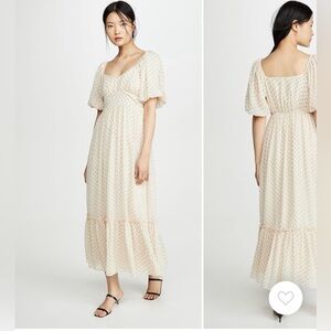 English Factory, Empire Maxi Puff Sleeve Dress in beige, XS